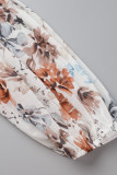 Fashion Casual Print Patchwork Turndown Collar Long Sleeve Dresses