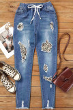 Casual Patchwork Ripped Skinny Denim Jeans