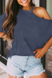 Casual Solid Patchwork Asymmetrical Collar T-Shirts