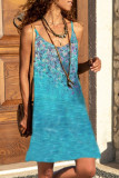 Fashion Casual Print Patchwork Spaghetti Strap A Line Dresses