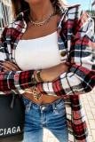 Casual Vintage Plaid Patchwork Buckle Turndown Collar Outerwear