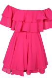 Casual Solid Flounce Off the Shoulder Trumpet Mermaid Dresses