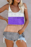 Fashion Casual Solid Patchwork V Neck Tops
