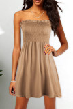 Fashion Casual Solid Patchwork Strapless Princess Dresses