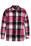 Casual Plaid Patchwork Turndown Collar Tops