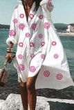 Fashion Casual Print Patchwork Turndown Collar Irregular Dresses