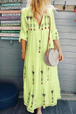 Fashion Casual Print Patchwork V Neck Princess Dresses