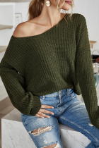 Casual Solid Hollowed Out Cross Straps O Neck Tops Sweater