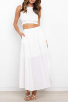 Sexy Solid Patchwork Halter Sleeveless Two Pieces