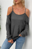 Fashion Casual Solid Patchwork Spaghetti Strap T-Shirts
