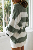 Fashion Sweet Striped Contrast O Neck Tops