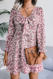 Fashion Casual Print Patchwork V Neck A Line Dresses