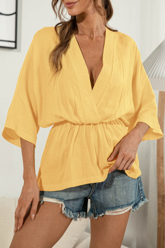 Fashion Casual Solid Patchwork V Neck Tops
