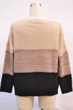 Casual Patchwork Basic Contrast O Neck Tops Sweater