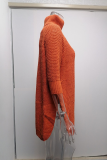 Casual Solid Slit Turtleneck Tops