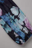 Fashion Casual Print Patchwork Turndown Collar Long Sleeve Dresses