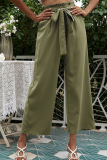Casual Solid Patchwork Loose Mid Waist Wide Leg Solid Color Bottoms