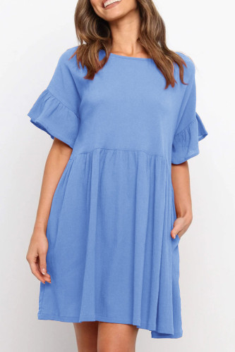 Fashion Casual Solid Patchwork O Neck Princess Dresses