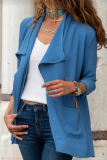 Casual Solid Patchwork Pocket Turndown Collar Outerwear