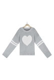 Casual Striped Patchwork Contrast O Neck Tops Sweater