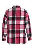 Casual Plaid Patchwork Turndown Collar Tops