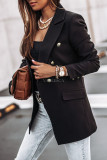 Work Daily Solid Patchwork Turn-back Collar Outerwear