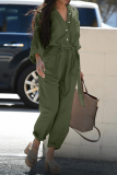 Casual Solid Patchwork V Neck Harlan Jumpsuits