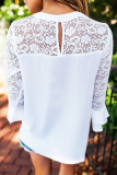 Casual Solid Lace Patchwork O Neck Tops