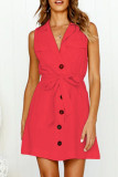 Fashion Street Solid Patchwork V Neck A Line Dresses
