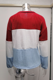 Fashion Casual Patchwork Contrast O Neck Tops