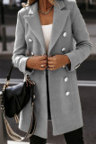 Work Street Solid Buttons Turn-back Collar Outerwear