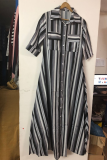 Casual Striped Patchwork Turndown Collar Printed Dress Dresses