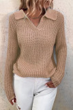 Casual Solid Patchwork Turndown Collar Tops