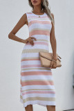 Fashion Street Striped Patchwork O Neck A Line Dresses