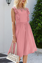 Fashion Casual Solid Patchwork O Neck A Line Dresses