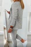 Casual Street Plaid Patchwork Turndown Collar Long Sleeve Two Pieces