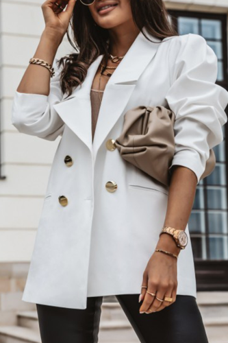 Casual Solid Patchwork Turndown Collar Outerwear