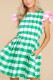 Spring And Summer Plaid Garden Collar Ruffled Flying Sleeve Loose Dress