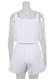 Fashion Casual Solid Patchwork Square Collar Sleeveless Two Pieces