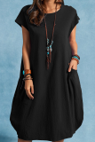 Casual Solid Patchwork O Neck Straight Dresses