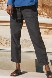 Fashion Casual Solid Pocket Loose Wide Leg Bottoms