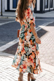 Casual Print Patchwork V Neck Straight Dresses
