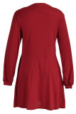 Casual Solid Patchwork Buckle A Line Dresses