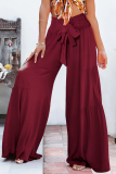 Casual Solid Patchwork Loose Mid Waist Speaker Solid Color Bottoms
