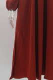Fashion Elegant Solid Frenulum Fold U Neck A Line Dresses