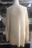 Casual Solid Hollowed Out Patchwork Tops