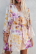 Casual Print Patchwork V Neck Cake Skirt Dresses
