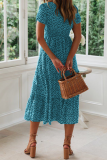 Fashion Dot Patchwork Square Collar Cake Skirt Dresses