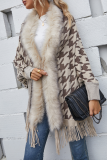 Casual Plaid Tassel Cardigan Collar Outerwear