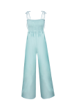 Sexy Solid Patchwork Spaghetti Strap Loose Jumpsuits